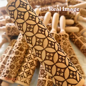 Embossed Rolling Pin (Balon) - Leaf Flower Design