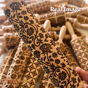 Embossed Rolling Pin (Balon) - Rose Flower Design